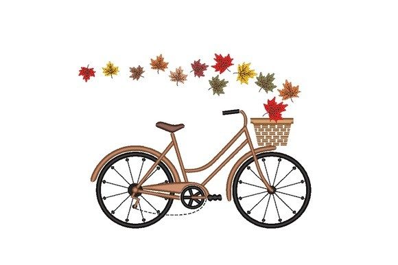 Autumn Bicycle Embroidery Design