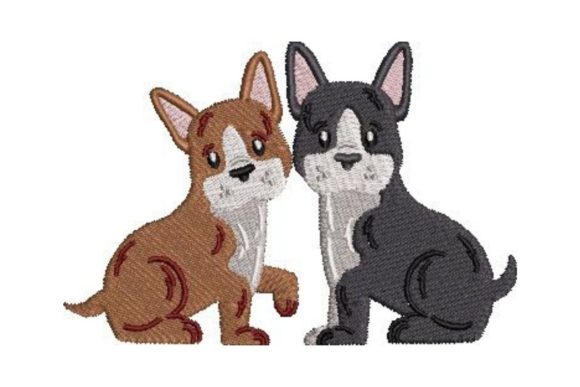 Boston Terrier Puppies Embroidery Design