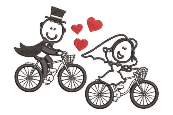 Bride and Groom on Bicycles