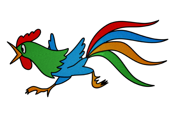 Multicolour Rooster: A Vibrant, Versatile Animal Embroidery Design