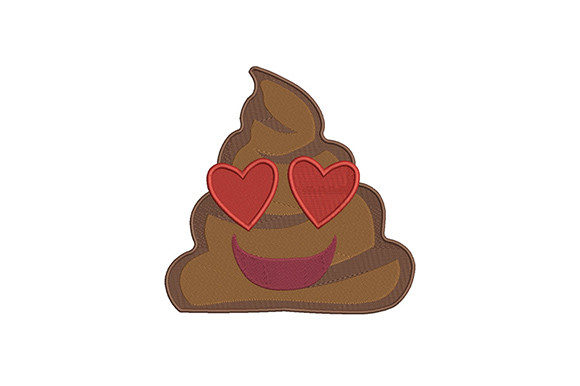 Poo Heart Eyes Emoji Embroidery Design
